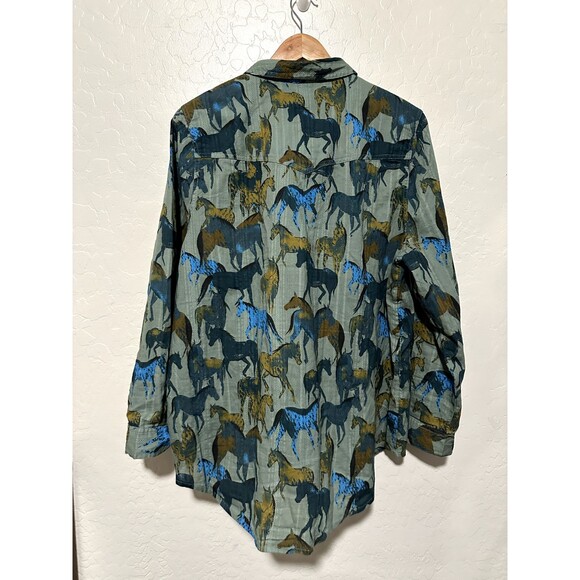 Sundance Blue and Green Button Down Shirt - Picture 6 of 9